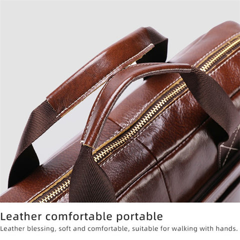 BULLCAPTAIN 053 Business Briefcase Top-Layer Cowhide Leather Handbag Shoulder Bag Laptop Messenger Crossbody Bag