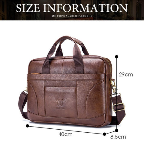 BULLCAPTAIN 048 Top-Layer Cowhide Leather Laptop Handbag Shoulder Bag Business Briefcase Messenger Tote Bag