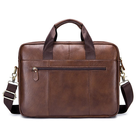 BULLCAPTAIN 048 Top-Layer Cowhide Leather Laptop Handbag Shoulder Bag Business Briefcase Messenger Tote Bag