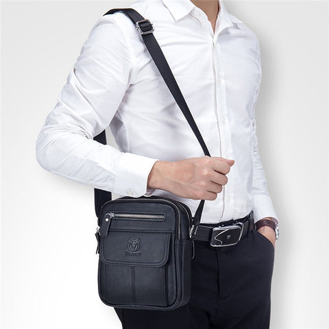 BULLCAPTAIN 016 Crossbody Bag Shoulder Bag Top-Layer Cowhide Leather Travel Business Shopping Carrying Bag