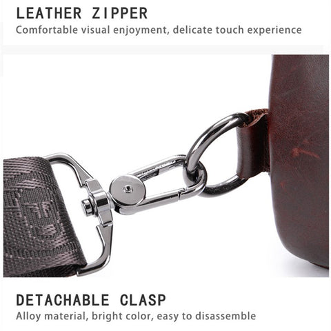 BULLCAPTAIN 105 Top Layer Cowhide Leather Chest Bag Men Casual Sport Single Shoulder Bag, Size S