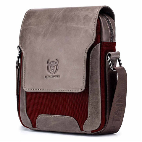 BULLCAPTAIN 999 Cowhide Leather Messenger Bag Zipped Pockets Crossbody Purse Bag for Work Business Travel