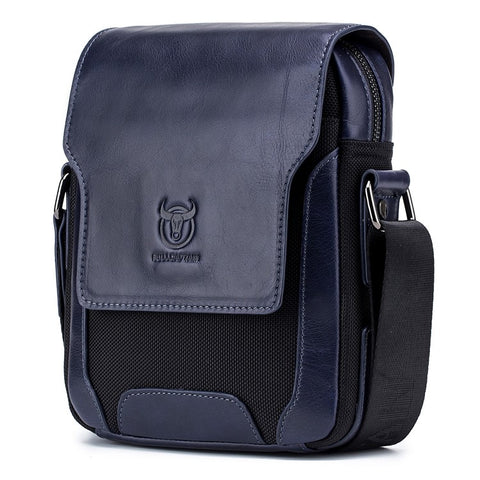 BULLCAPTAIN 999 Cowhide Leather Messenger Bag Zipped Pockets Crossbody Purse Bag for Work Business Travel