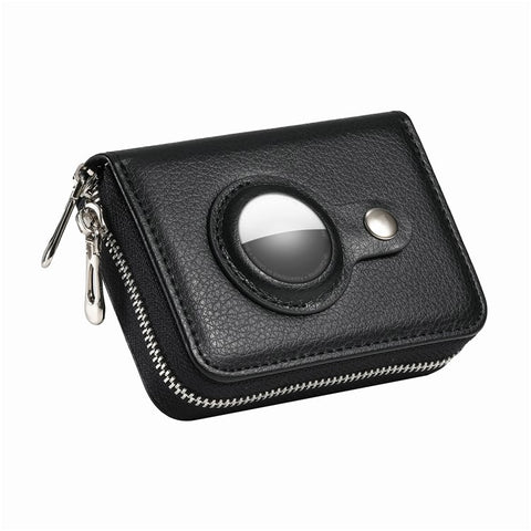 RFID Blocking Card Holder PU Leather Zipper Wallet with Built-in Case for Apple AirTag