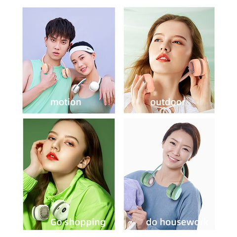 L21 Portable Rechargeable Hanging Neck Mini Cooling Fan 5 Wind Speeds Summer Fan Cooler
