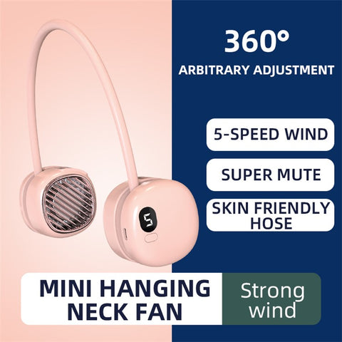 L21 Portable Rechargeable Hanging Neck Mini Cooling Fan 5 Wind Speeds Summer Fan Cooler