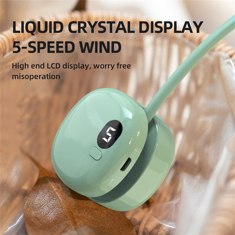 L21 Portable Rechargeable Hanging Neck Mini Cooling Fan 5 Wind Speeds Summer Fan Cooler