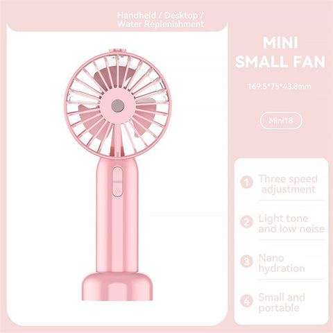 Mini18 Three Speeds Silent Summer Cooling Fan Nano Spray Mini Handheld Fan