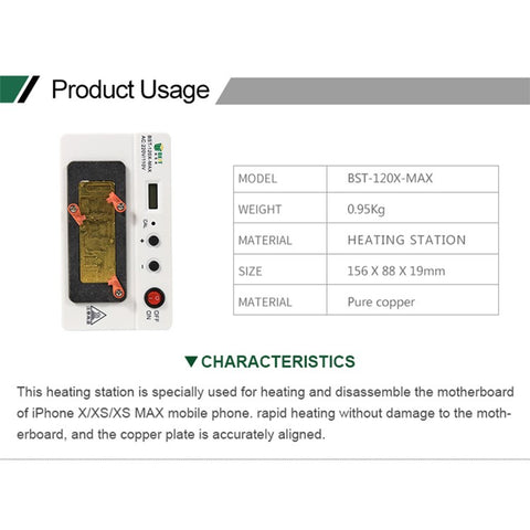 BEST BST-120X-MAX 110-220V 3-in-1 Heating Station for iPhone X/XS/XS Max Motherboard Heating Disassembling