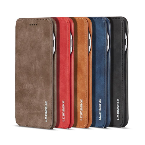 LC.IMEEKE for iPhone 6s Plus/6 Plus Retro Style Leather Card Holder Stand Shell