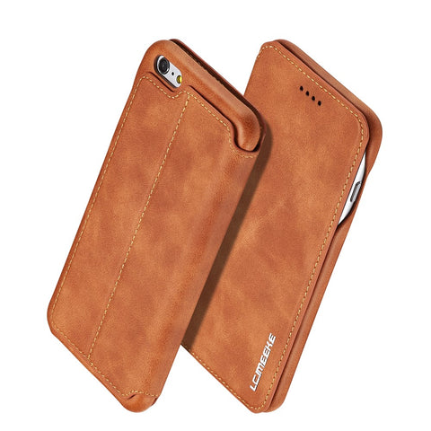 LC.IMEEKE for iPhone 6s Plus/6 Plus Retro Style Leather Card Holder Stand Shell