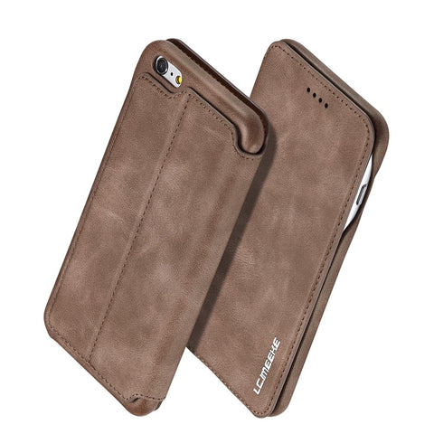 LC.IMEEKE for iPhone 6s Plus/6 Plus Retro Style Leather Card Holder Stand Shell