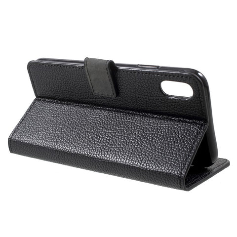 Litchi Skin Wallet Leather Stand Case for iPhone XR 6.1 inch