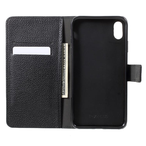 Litchi Skin Wallet Leather Stand Case for iPhone XR 6.1 inch