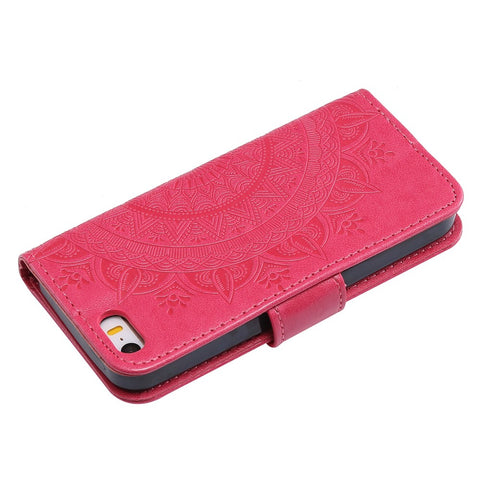 Imprinted Mandala Pattern PU Leather Phone Shell Case for iPhone SE/5s/5