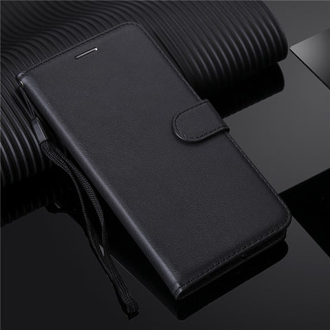 For iPhone 7 / 8 / SE (2022) / SE (2020) Case Solid Color Leather Mobile Cover Wallet Stand with Strap