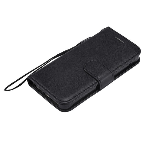 For iPhone SE / 5s / 5 Case Solid Color Leather Mobile Cover Wallet Stand with Strap