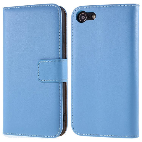 Stand Function Genuine Leather Wallet Flip Case with Secure Magnetic Closure for iPhone 8 / 7 / SE (2020) / SE (2022)