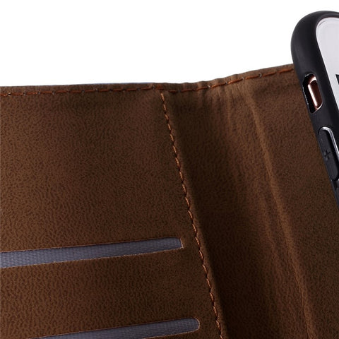 Stand Function Genuine Leather Wallet Flip Case with Secure Magnetic Closure for iPhone 8 / 7 / SE (2020) / SE (2022)