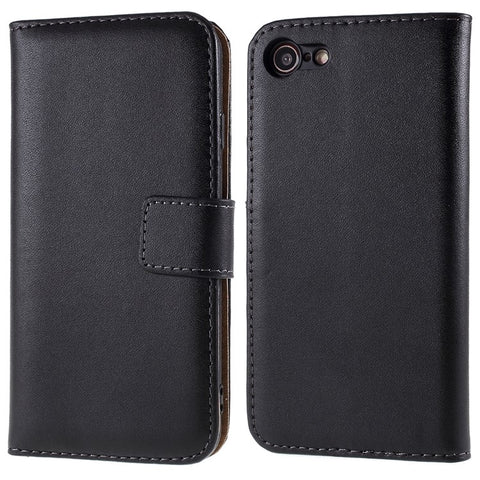 Stand Function Genuine Leather Wallet Flip Case with Secure Magnetic Closure for iPhone 8 / 7 / SE (2020) / SE (2022)