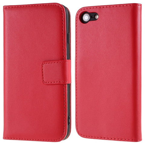 Stand Function Genuine Leather Wallet Flip Case with Secure Magnetic Closure for iPhone 8 / 7 / SE (2020) / SE (2022)