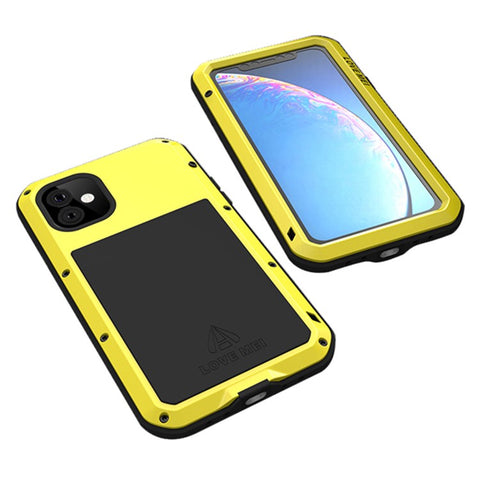 LOVE MEI Shockproof Cell Phone Case with Temepered Glass Film for iPhone 11 6.1 inch