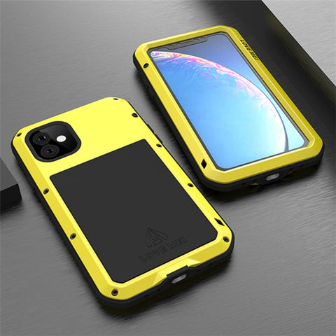 LOVE MEI Shockproof Cell Phone Case with Temepered Glass Film for iPhone 11 6.1 inch