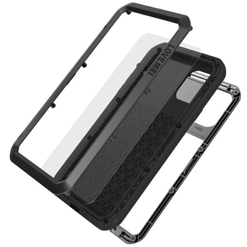 LOVE MEI Shockproof Cell Phone Case with Temepered Glass Film for iPhone 11 6.1 inch