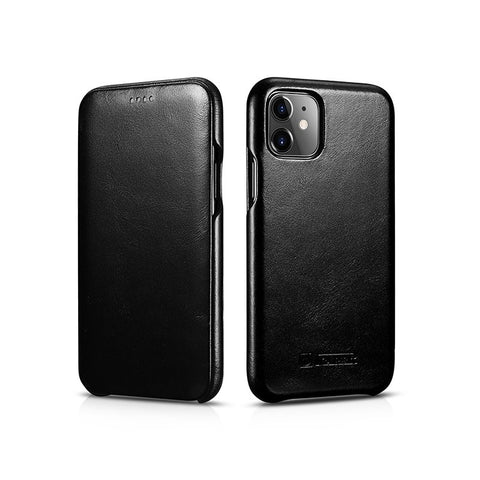 ICARER Retro Style Genuine Leather Folio Flip Phone Case for Apple iPhone 11 6.1 inch