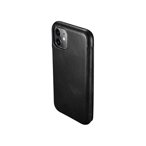 ICARER Retro Style Genuine Leather Folio Flip Phone Case for Apple iPhone 11 6.1 inch