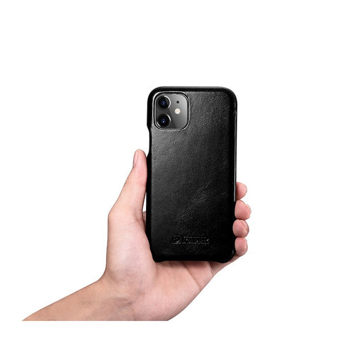 ICARER Retro Style Genuine Leather Folio Flip Phone Case for Apple iPhone 11 6.1 inch