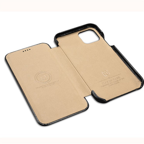 ICARER Retro Style Genuine Leather Folio Flip Phone Case for Apple iPhone 11 6.1 inch
