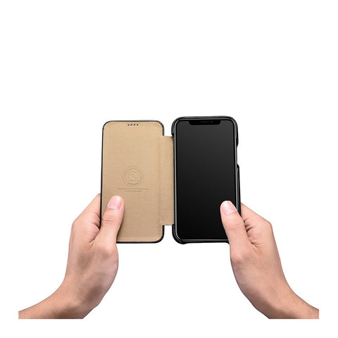 ICARER Retro Style Genuine Leather Folio Flip Phone Case for Apple iPhone 11 6.1 inch