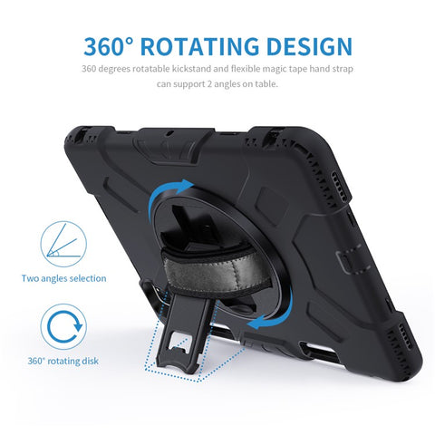 Kickstand Hybrid Tablet Case with Strap for iPad Air 11 (2025) / (2024) / Pro 11 (2022) / (2021) / (2020) / (2018)