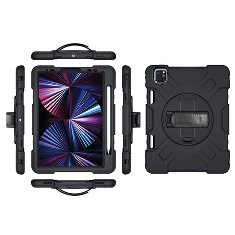 Kickstand Hybrid Tablet Case with Strap for iPad Air 11 (2025) / (2024) / Pro 11 (2022) / (2021) / (2020) / (2018)