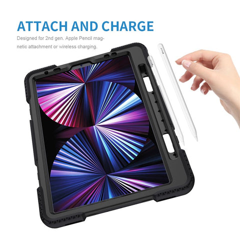 Kickstand Hybrid Tablet Case with Strap for iPad Air 11 (2025) / (2024) / Pro 11 (2022) / (2021) / (2020) / (2018)