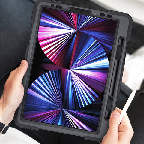 Kickstand Hybrid Tablet Case with Strap for iPad Air 11 (2025) / (2024) / Pro 11 (2022) / (2021) / (2020) / (2018)