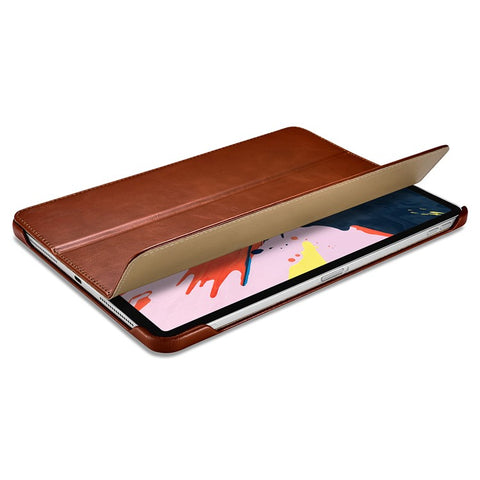 ICARER for iPad Air 11 (2025) / (2024) / Pro 11-inch (2022) / (2021) / (2020) / (2018) Retro Tri-Fold Genuine Leather Smart Case Cover