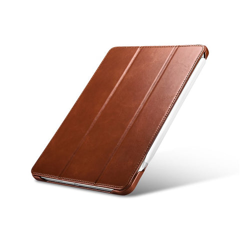 ICARER for iPad Air 11 (2025) / (2024) / Pro 11-inch (2022) / (2021) / (2020) / (2018) Retro Tri-Fold Genuine Leather Smart Case Cover