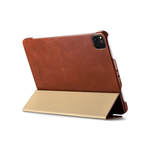 ICARER for iPad Air 11 (2025) / (2024) / Pro 11-inch (2022) / (2021) / (2020) / (2018) Retro Tri-Fold Genuine Leather Smart Case Cover
