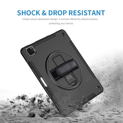 For iPad Air 13 (2025) / (2024) / Pro 12.9 (2022) / (2021) / (2020) / (2018) Kickstand PC + Silicone Tablet Case with Shoulder Strap