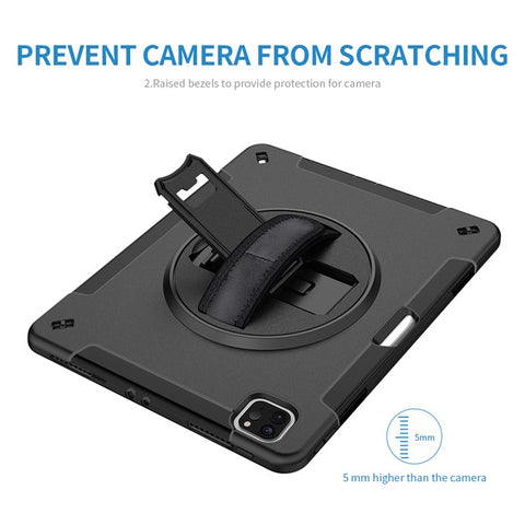 For iPad Air 13 (2025) / (2024) / Pro 12.9 (2022) / (2021) / (2020) / (2018) Kickstand PC + Silicone Tablet Case with Shoulder Strap