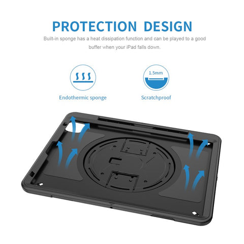 For iPad Air 13 (2025) / (2024) / Pro 12.9 (2022) / (2021) / (2020) / (2018) Kickstand PC + Silicone Tablet Case with Shoulder Strap