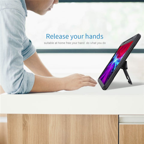 For iPad Air 13 (2025) / (2024) / Pro 12.9 (2022) / (2021) / (2020) / (2018) Kickstand PC + Silicone Tablet Case with Shoulder Strap