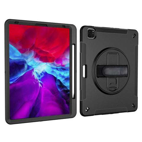 For iPad Air 13 (2025) / (2024) / Pro 12.9 (2022) / (2021) / (2020) / (2018) Kickstand PC + Silicone Tablet Case with Shoulder Strap