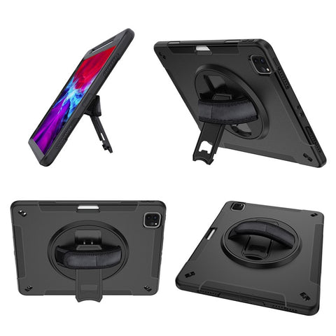 For iPad Air 13 (2025) / (2024) / Pro 12.9 (2022) / (2021) / (2020) / (2018) Kickstand PC + Silicone Tablet Case with Shoulder Strap