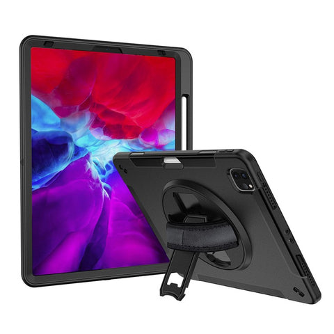 For iPad Air 13 (2025) / (2024) / Pro 12.9 (2022) / (2021) / (2020) / (2018) Kickstand PC + Silicone Tablet Case with Shoulder Strap