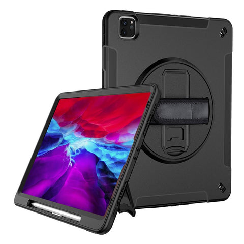 For iPad Air 13 (2025) / (2024) / Pro 12.9 (2022) / (2021) / (2020) / (2018) Kickstand PC + Silicone Tablet Case with Shoulder Strap