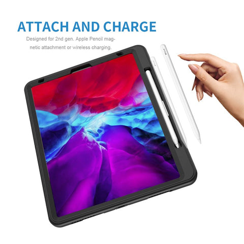 For iPad Air 13 (2025) / (2024) / Pro 12.9 (2022) / (2021) / (2020) / (2018) Kickstand PC + Silicone Tablet Case with Shoulder Strap