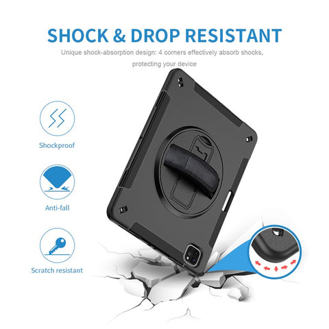 For iPad Air 13 (2025) / (2024) / Pro 12.9 (2022) / (2021) / (2020) / (2018) Kickstand PC + Silicone Tablet Case with Shoulder Strap